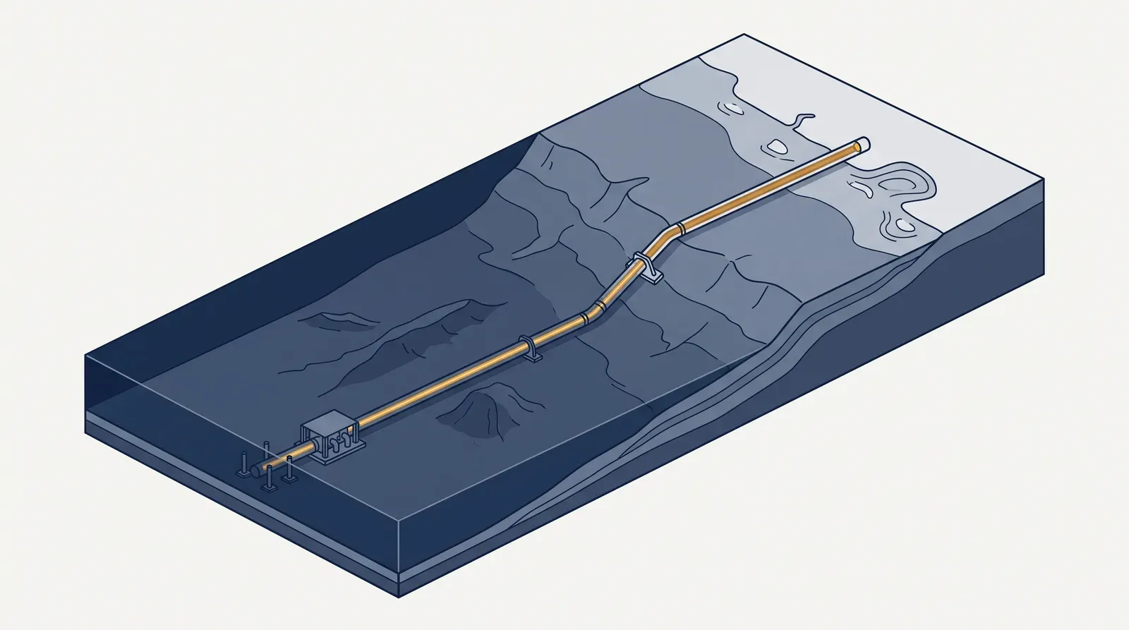 Technical illustration of Damietta LNG gas export infrastructure